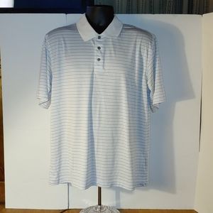Peeble Beach Performance White Blue Polo